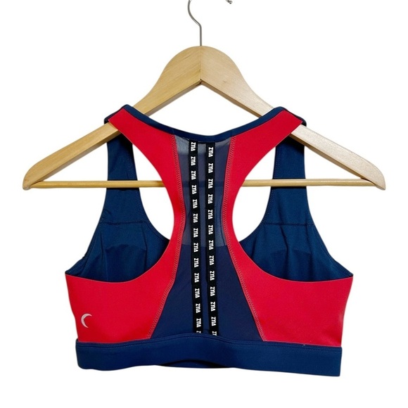 Zyia Active Game Day Light n Tight Bra Navy Scarlet Size M - Picture 4 of 5